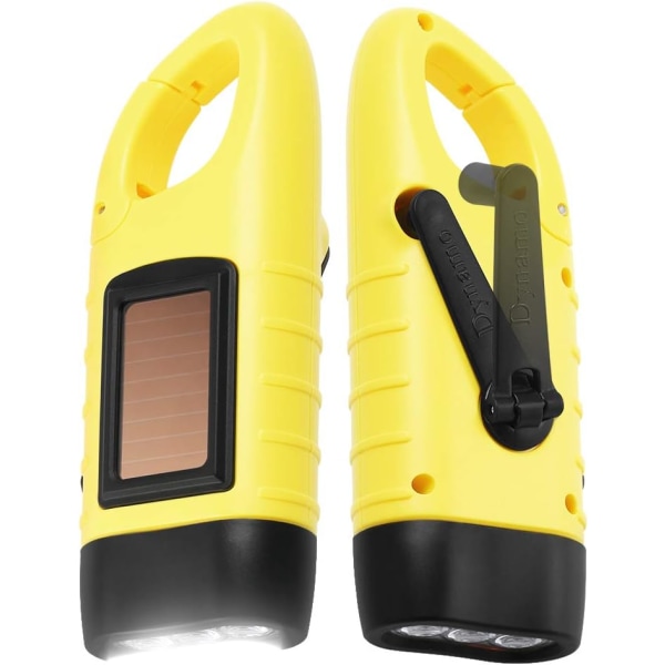2-pack solficklampa-gul, uppladdningsbar handvev ficklampa