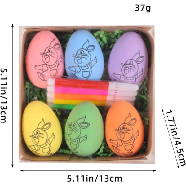Sæt med 6 påskeæg (kanin), pyntesæt til børn, påske Cr