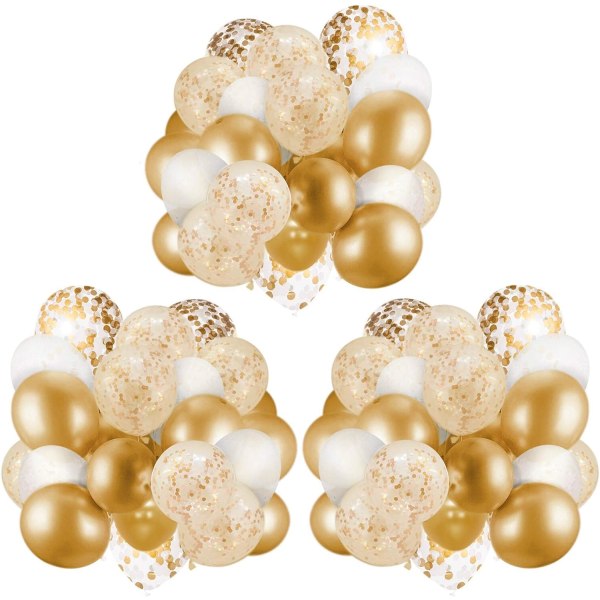 60-pack guldballonger + guldkonfettiballonger med band - guld