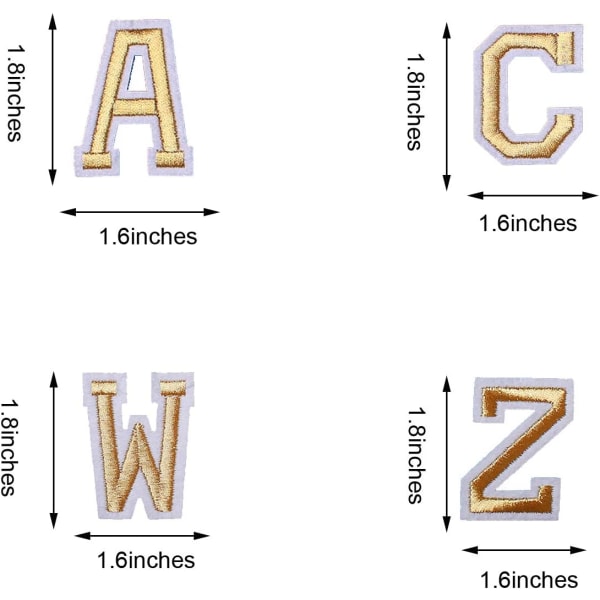 Alfabetlapper A til Z, Classic 0r, Stryg på eller sy på, bogstaver f