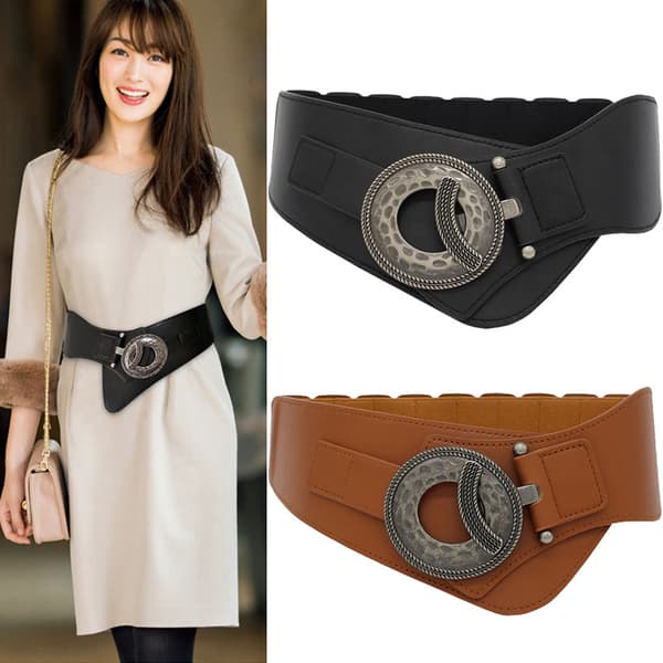 Belte (svart) Dame Stretch Belte Elastisk Belte Midjebelte Dame Bredt