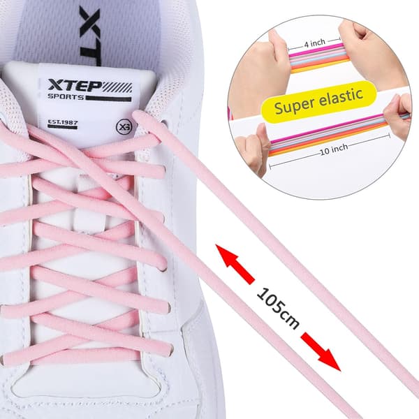 Pink 2 Par Elastiske Snørebånd til Børn og Voksne - Elastisk Gummi