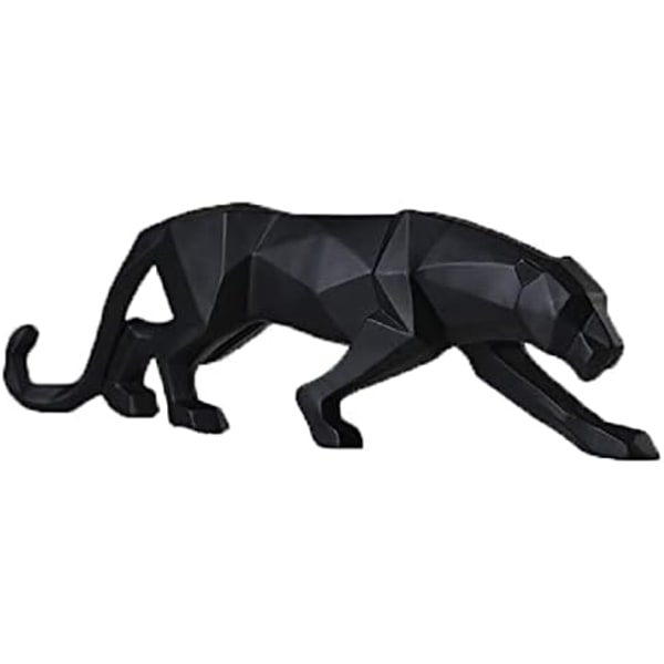 Svart panterskulptur modern leopardstatyhänge i geometri
