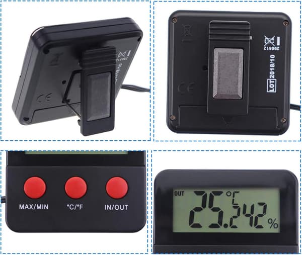 Reptiler Digitalt Termometer Hygrometer LCD Temperatur og Fuktighet