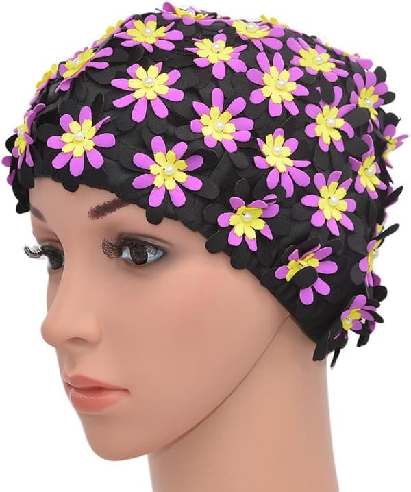 Badehette for kvinner med blomsterblader i retrostil