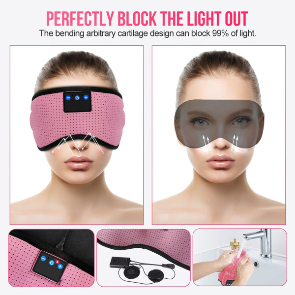 Bluetooth 5.2 hovedbøjle 3D åndbare soveøretelefoner, øjestykketråd