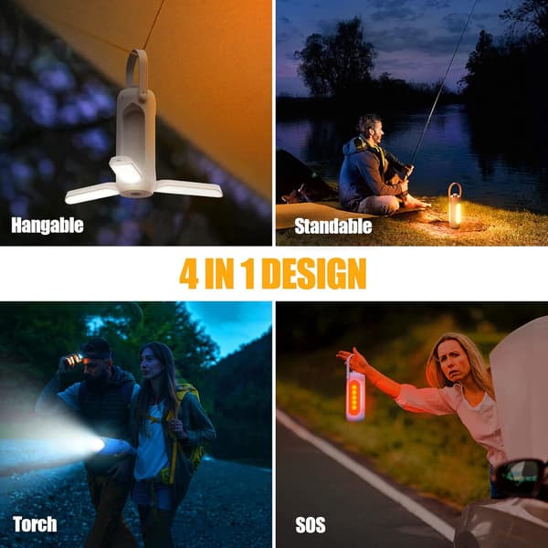 Oppladbar sammenleggbar campinglykt (hvit), 10000mAh LED camping
