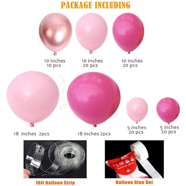 Rosa Ballongbåge Kit Fester Dekoration Ballonger 94 Macaron