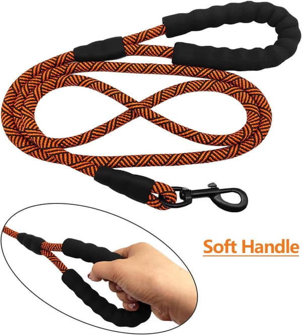 Robust Hundelead i Tau, 5ft Nylon Hundefører, Blød Polstret Greb