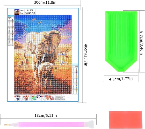 5D DIY Diamantmaleri Sæt Fuldt Bor til Børn Voksne, Elefant Rh