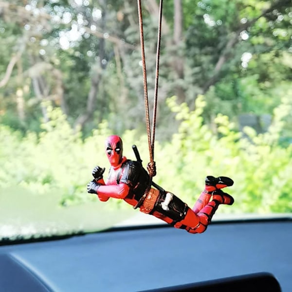 (hängande rep) Deadpool bilaccessoarer, bilbackspegelhängen, intressanta bilinredningstillbehör, lämpliga för kontor h