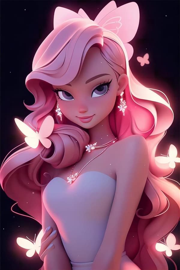 (Prinsesse Rosa Sommerfugl, 30X40CM) 5D DIY Diamantkunstmaleri Se