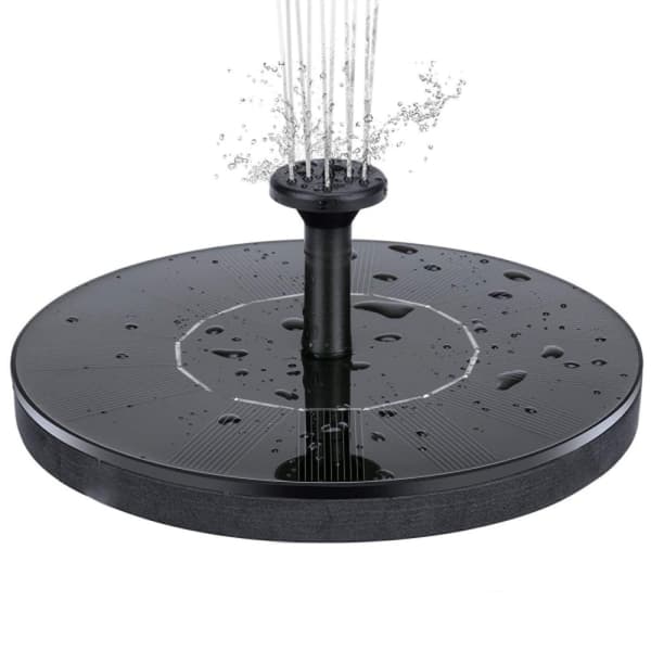 Solcellefontæne til havegård, swimmingpool, diameter 16 cm, sort