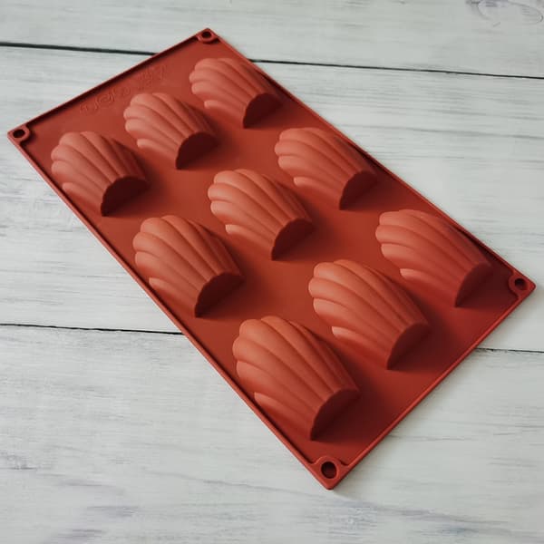 2 stk. Silikone Madeleineforme med 9 hulrum, non-stick form til