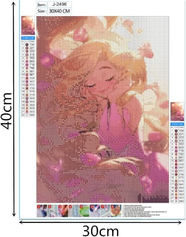 (Prinsessa 2,30X40CM) 5D DIY Diamantmålning Set, Full Diamant