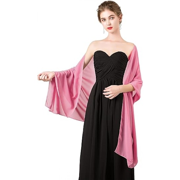 Mjuk Chiffon Scarf Sjal 200*70cm Rosa för Aftonklänning Bröllop Sjal Brud Sjal Damer