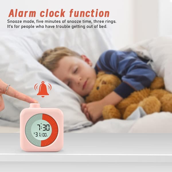 Digital Visuel Timer (Pink), 3 i 1 med Timer, Ur og Alarmfunktion