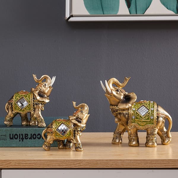 Lucky Elephant M）, Akozon Lucky Elephant Statue Feng Shui Green E
