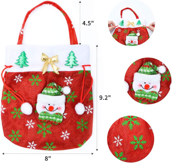 3 st juldragsäckar Snögubbe Jultomte Glittrande Julpåse