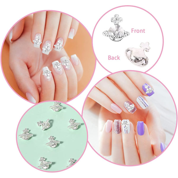 20 stk. Planet Neglepynt, 3D Negl Rhinestones Neglekunst Zirkon Legering Manikyr Smykker Søt Glitter Negletilbehør