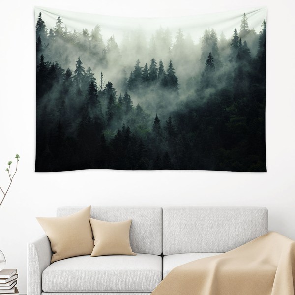 Non-woven väggmålning Tapet Forest Fog Modern Fleece Vardagsrum Be