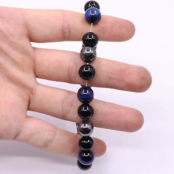 Triple Protection Tigeröga Armband, Hematit och Svart Obsidian