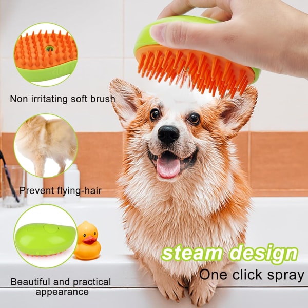 Steamy Cat Brush, 3 i 1 Cat Steam Brush, Steam Cat Hair Brush, C