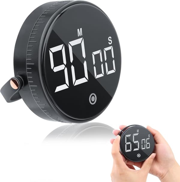 Magnetisk Köktimer med LED-Display, Hög Larm för Matlagning,