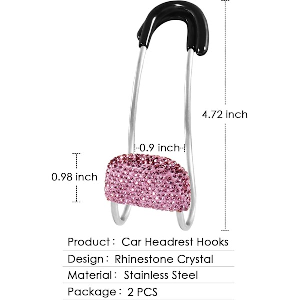 (Pink) 2-pak skinnende taskekroge, nakkestøttekrog til bil, bilkroge, autokroge og holdbar bagsædeholder, universal opbevaring