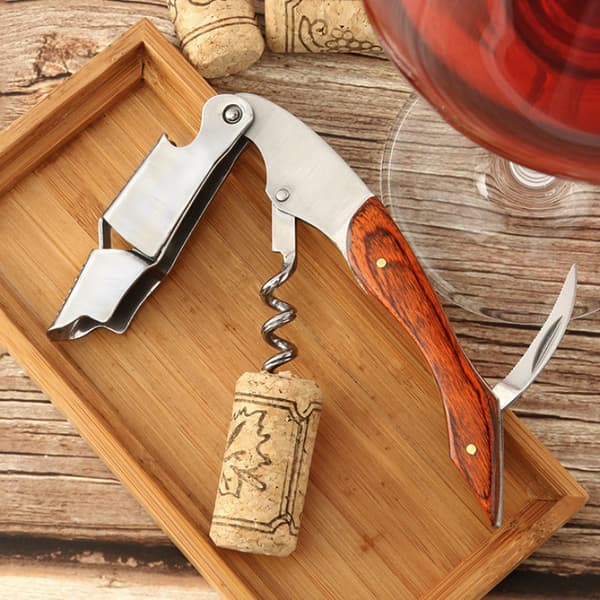 Proptrækker - Vinåbner - Vinåbner - Sommelier - Vin / Øl Tilbehør - Multifunktionel - Åbner - Rustfrit Stål - Træ