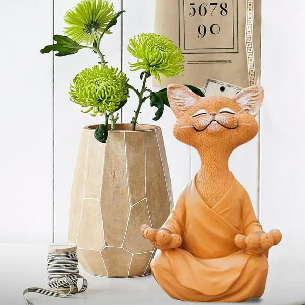 Sort Kat Figur, Glad Meditation Yoga Kat, Zen Kat Afslappet Pose