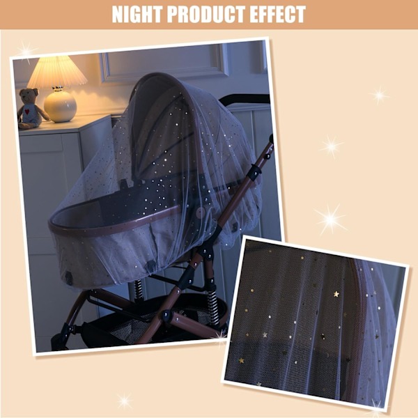 (Vit Stjärna) Myggnät för Barnvagn, Babyvagn Nät Bärbar Daisy Print Barnvagnsnät Skydd Perfekt Buggnät för Barnvagnar, Bass