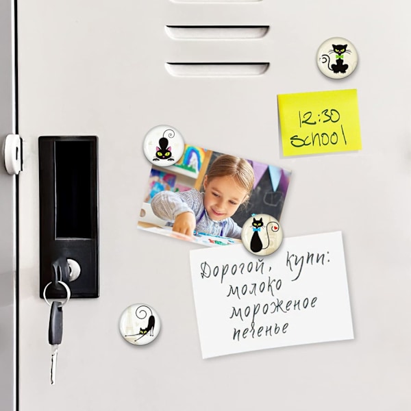 (30 svarta kattmagneter) 35 mm, Emoji-magnet 3D-kylskåpsmagnet Dekorativ whiteboard Skåp Klassrum Diskmaskin Säker Söt a