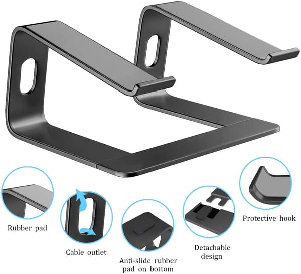 Sort Desktop Laptop Stand, Aluminium Laptop Stand Bærbar Computer Stand