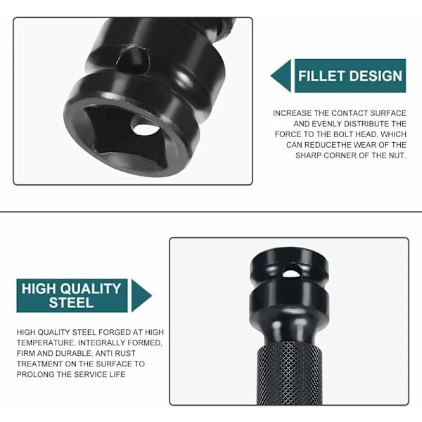 2-pack Socket Adaptrar 1/2 Kvadrat till 1/4 Hex Hex Ratsch-hylsa