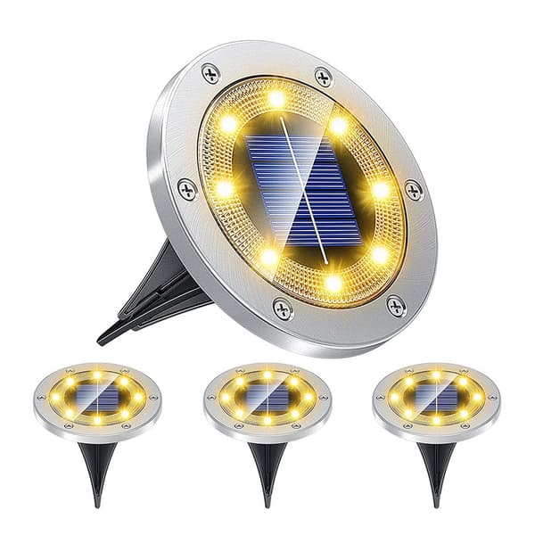 Utendørs solcellelys, 4-pakning 8LED hagebakkelampe 6000K lys