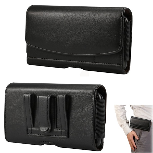 (6,9 tum) Lammskin Mobiltelefon Midjeväska Holster Premium Telefonfodral med Bältesklämma Magnetisk Stängning ID-kortshållare Fickkostym