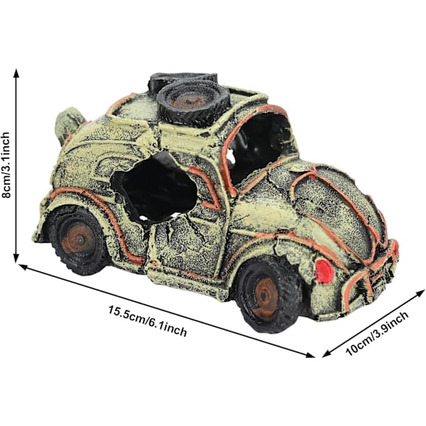 (Bil)Akvarium Ornament Fisk Tank Resin Bil Ornament Dekorationer Imitation Bilvrag Dekor