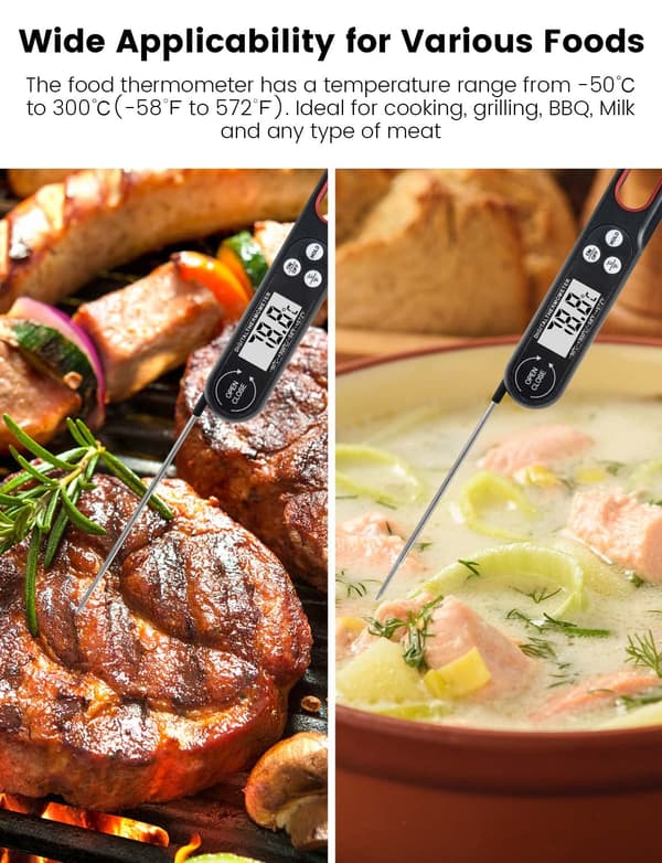 Digital Kökstermometer med Vikbar Lång Sond, Digital Kötttermometer