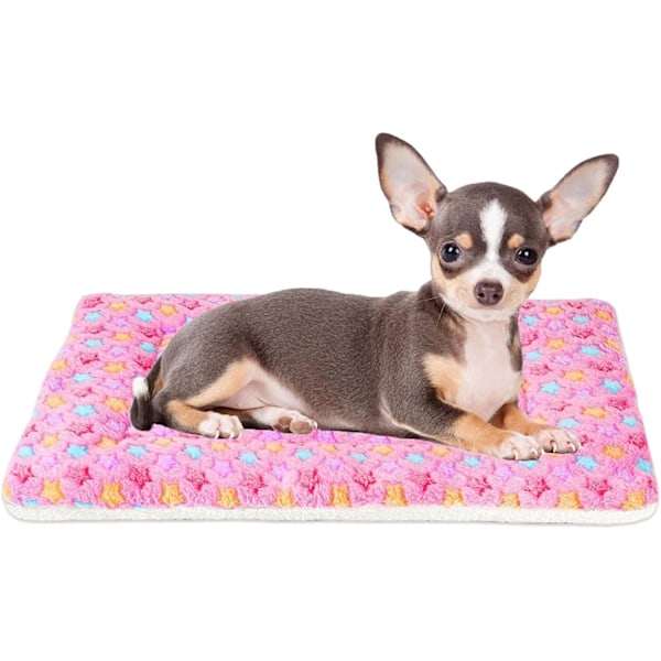 (47*33cm) Rosa Stjerne Hundeseng Kassematte Supermyk Dyreseng med Søtt Stjernetrykk Vaskbar Kassematte Egnet for Store og