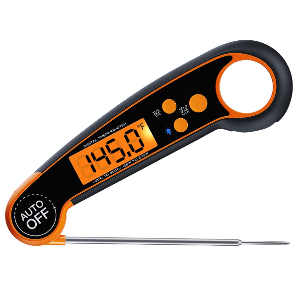 Digitalt kødtermometer (orange) – Hurtigstegetermometer, Accu