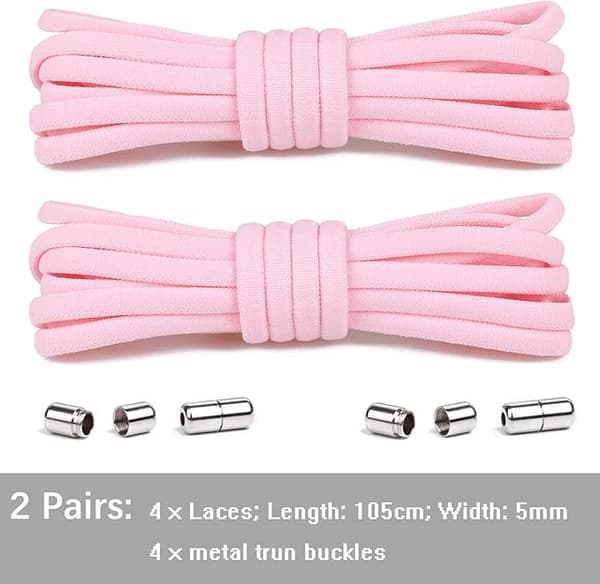 Pink 2 Par Elastiske Snørebånd til Børn og Voksne - Elastisk Gummi