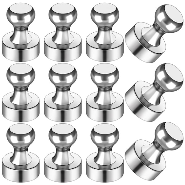 12 stk Kjøleskapmagneter, Kjøleskapmagneter, Sterke Whiteboardmagneter, Magnetiske Push Pins, Sterke Metallmagneter for Kjøleskap, Hvit