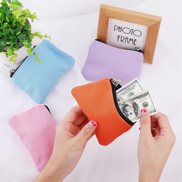Canvas Små Myntplånböcker, 4-pack Bärbara Mini Växelplånböcker med Blixtlås Kvinnors Myntplånbok Mini Pengar