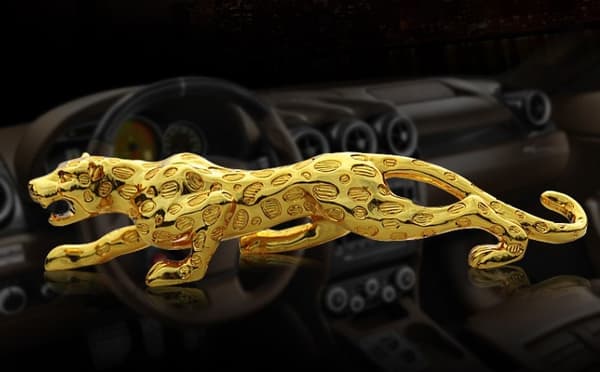 Gull Leopard Statue Abstrakt Harpiks Gull Leopard Skulptur Saf