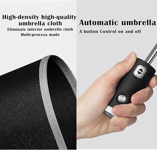 Foldbar paraply, vindsikkert rejseparaply, LED-lys, kompakt