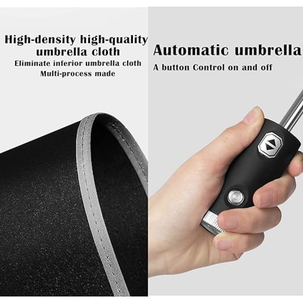 Foldeparaply, vindtæt rejseparaply, LED-lys, kompakt,