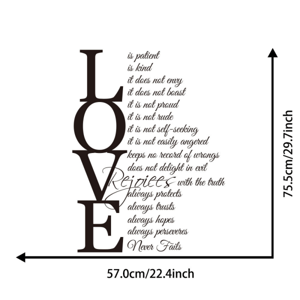 (23x31) Kærlighed er tålmodig Kærlighed er venlig 1. Korintherbrev. Vinylvæg De