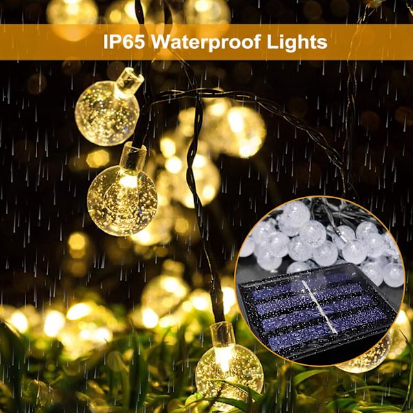 Solcellsdrivna utomhus-fairylights, 50 IP65 Vattentäta LED-kristallkulor,