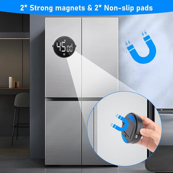 Magnetisk Köktimer med LED-Display, Hög Larm för Matlagning,